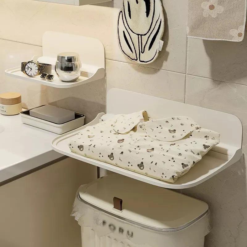 No Perforation Design Foldable Wall Mounted Storage Rack For Toilet Bedside Dormitory Bathroom Small Item Organizer