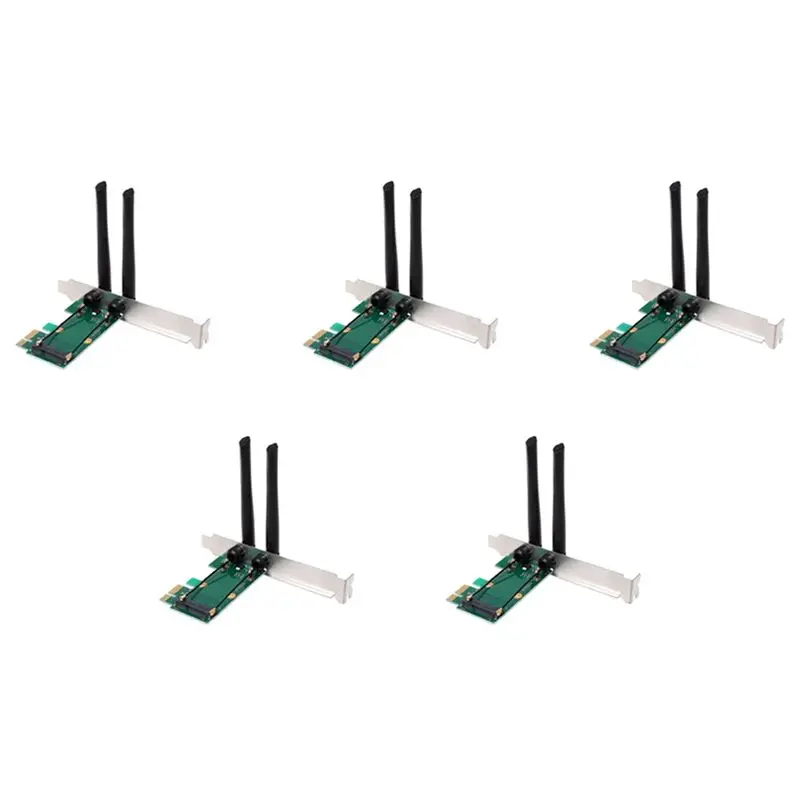 Leading-5X Wireless Card Wifi Mini PCI-E Express To PCI-E Adapter With 10 Antenna External For PC