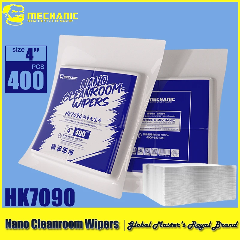 【MECHANIC】 HK7090 400 Stück Nano-Reinraumwischer, super saugfähig, für Telefonkamera, chipless, staubfreies Reinigungstuch, Reparaturwerkzeuge