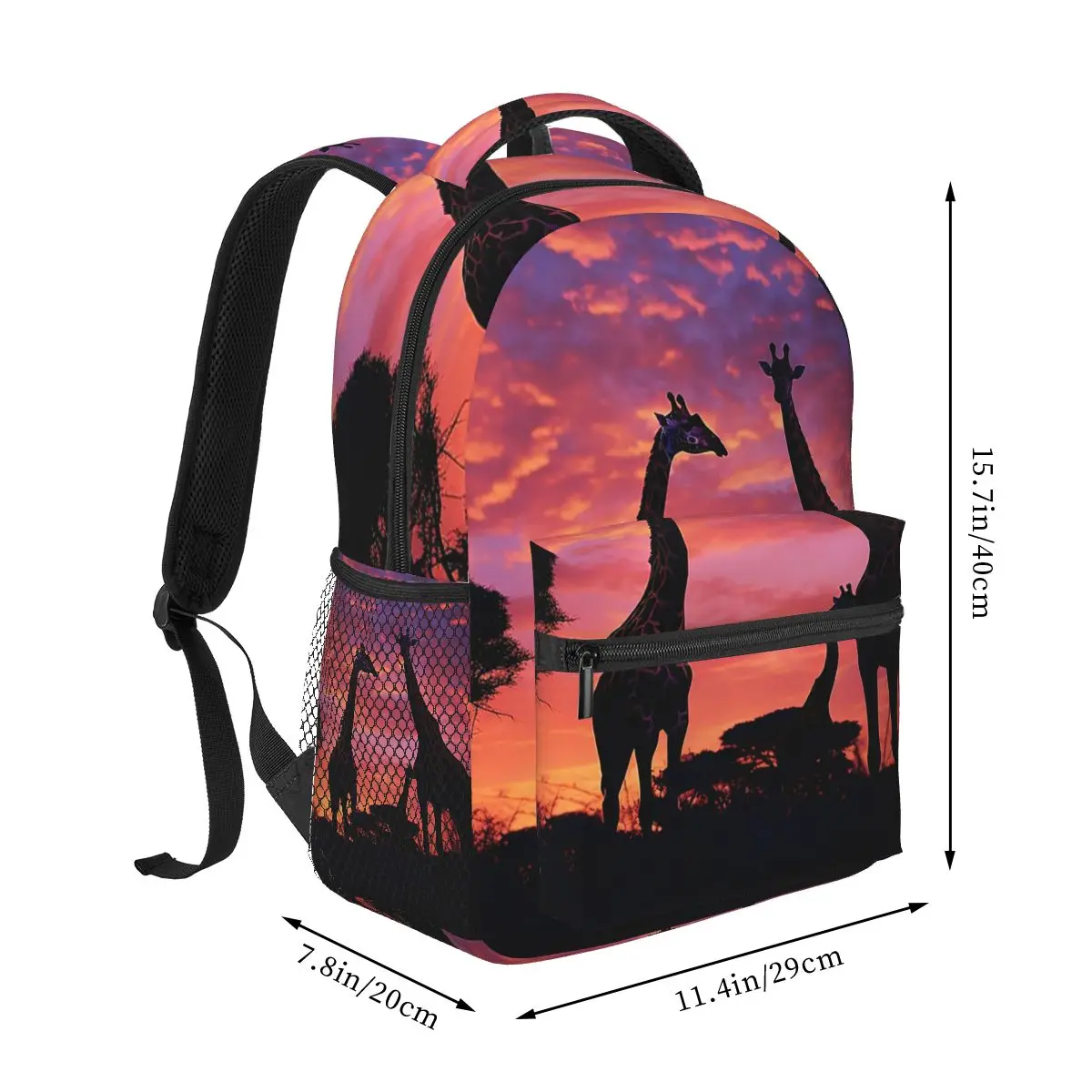 African Sunset Giraffe Cute Giraffe Print Backpack Student Boys Girls BookBag Kids School Bag Laptop Shoulder Bags for Men Women