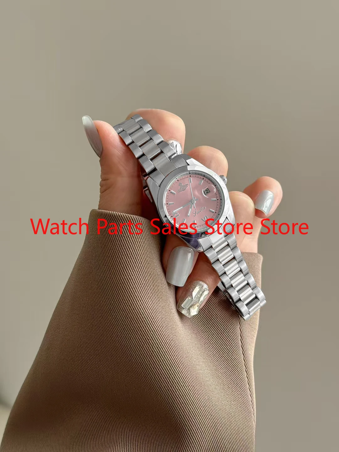 

Saturn watch light luxury log small dial steel belt broken ice blue high-end temperament women's watch