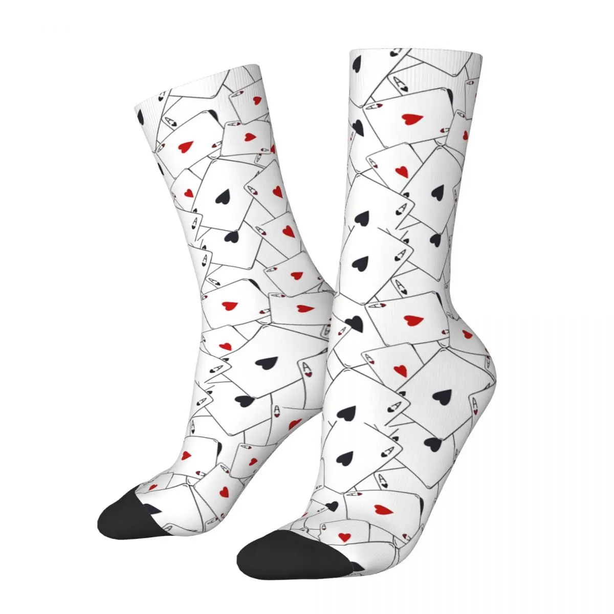 Simple Red And Black Playing Card Pattern Kawaii Socks Gym Cartoon Pattern Socks