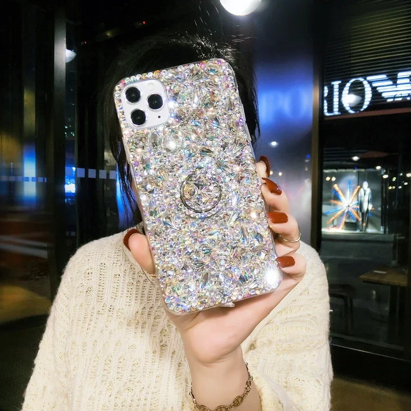 Luxury Fashion Rhinestone Color Glitter Case For Samsung GalaxyA22 A32 A52 A71 A5 A72 A73 A53 A33 A55 A54 Stand Back Phone Cover