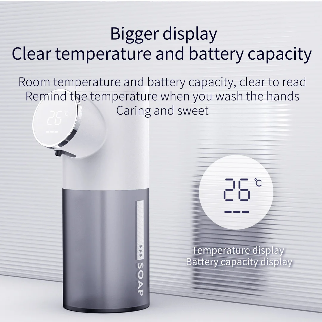 Best Automatic Soap Hand Sanitizer Dispenser 320ml Rechargeable Hand Washing Machine with Room Temperature and Battery Display