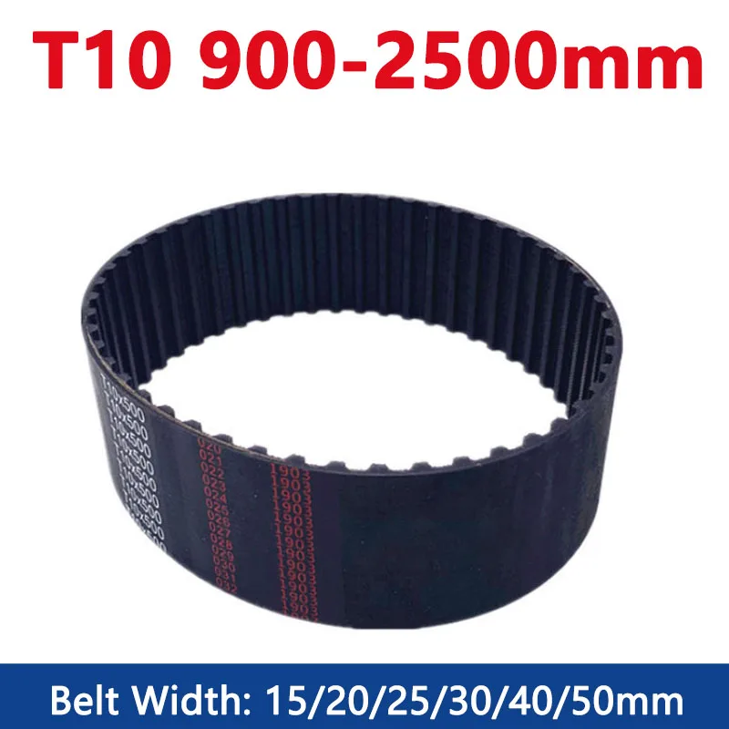 

1pcs 900-2500mm T10 Rubber Timing Belt Closed Loop Synchronous Belt Width 15/20/25/30/40/50mm Pitch 10mm Perimeter 900-2500mm