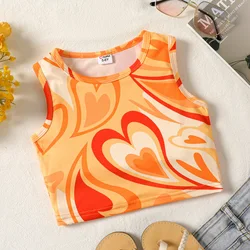 PatPat Kid Girl Heart Print Tank Top Suitable for Summer Season Soft and Comfortable  Perfect for Outings and Daily Wear