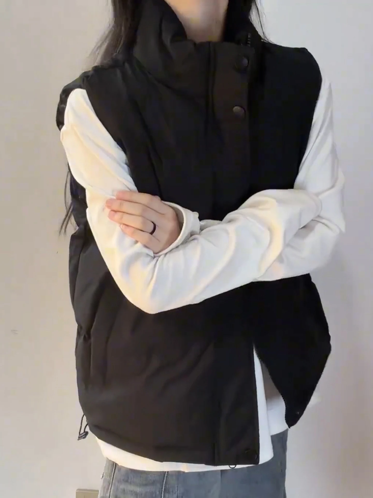 Bla Stand Collar down Vest Men's Winter High Sensation Outerwear Svel American Sle Sports Youthful oulder Pad