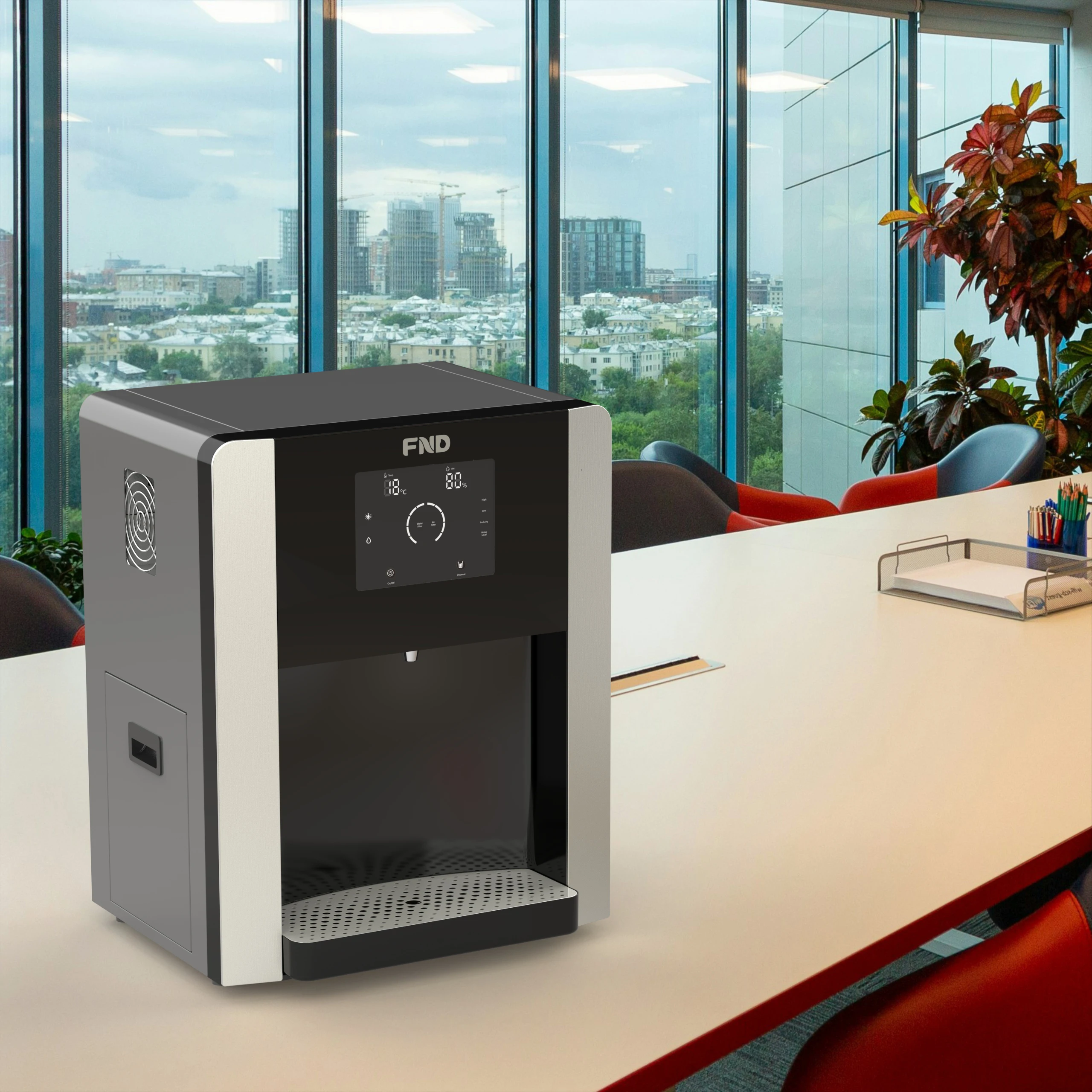 FND G20 Portable Electric Stainless Steel Cold Water From Air Device 20L at 80 RH 07A R410a 32kg OEM Supported