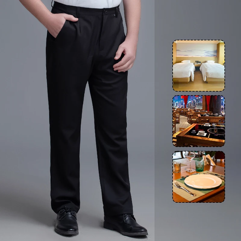 Women Men Chef Pants Elastic Cook Food Catering Pants Restaurant Hotel Uniform Baking Kitchen Hotel Waiter Trousers Bottoms