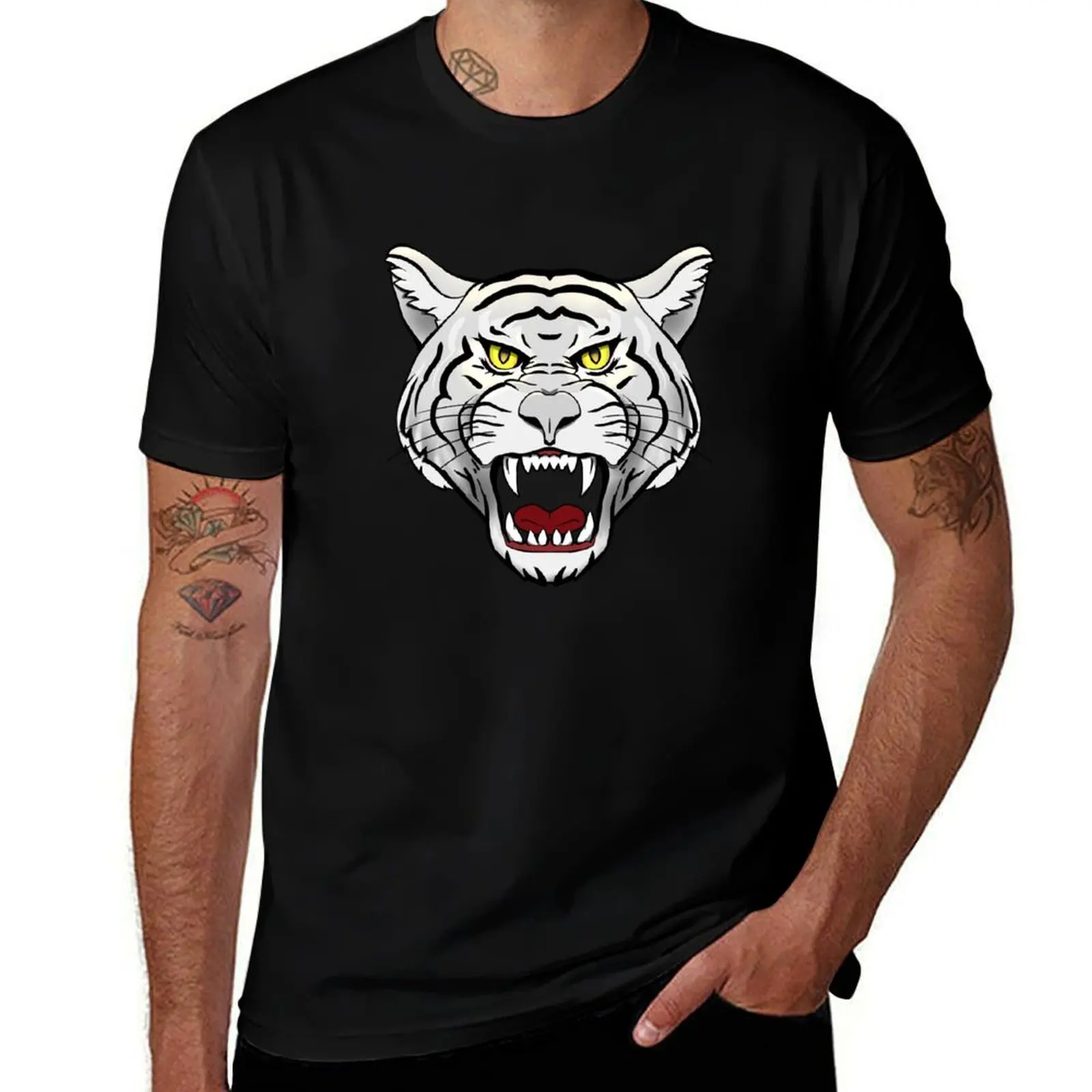 

Roaring White Tiger T-Shirt kawaii clothes summer top summer clothes clothing for men