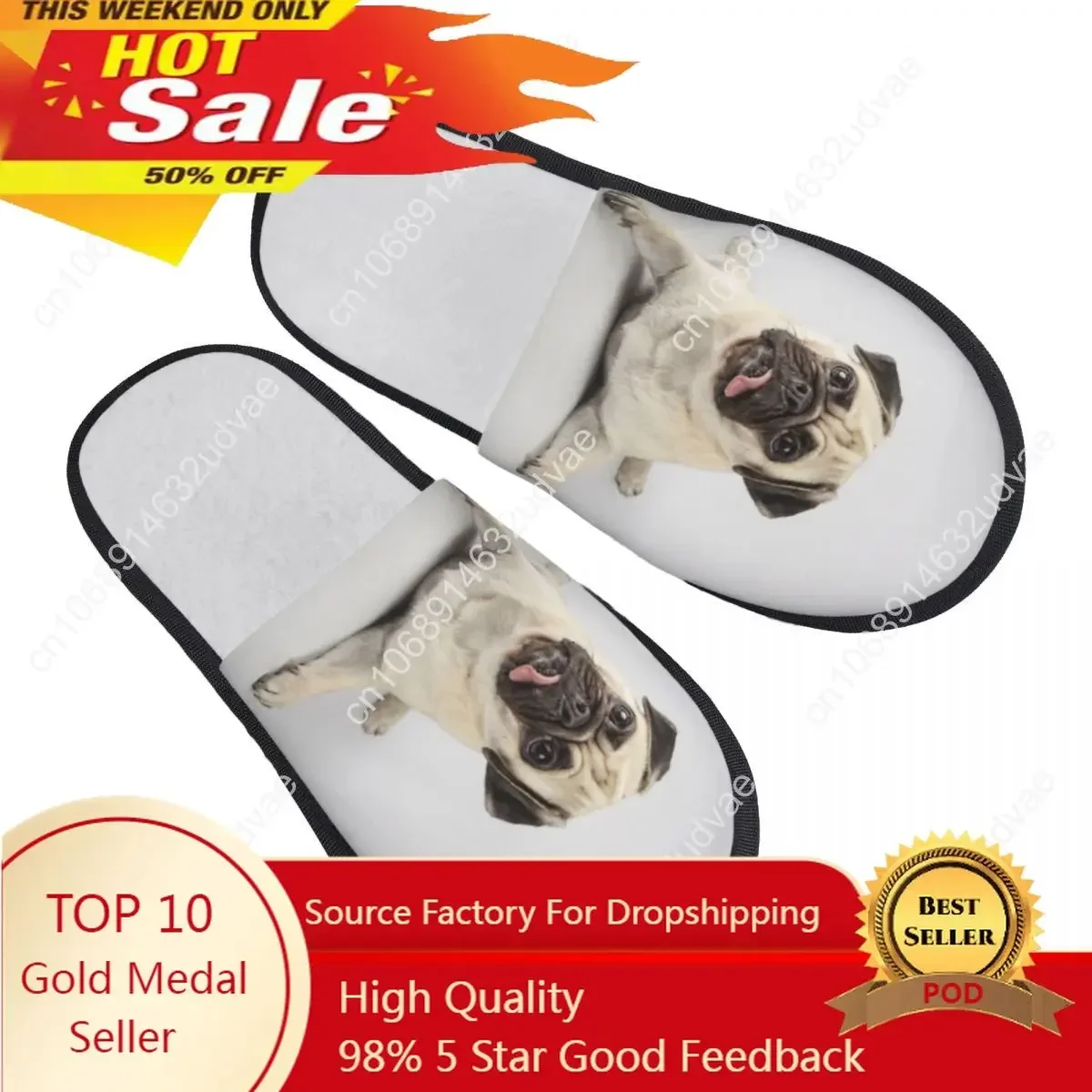 

Indoor Curious Pug Warm Slippers Home Plush Slippers Home Soft Fluffy Slippers