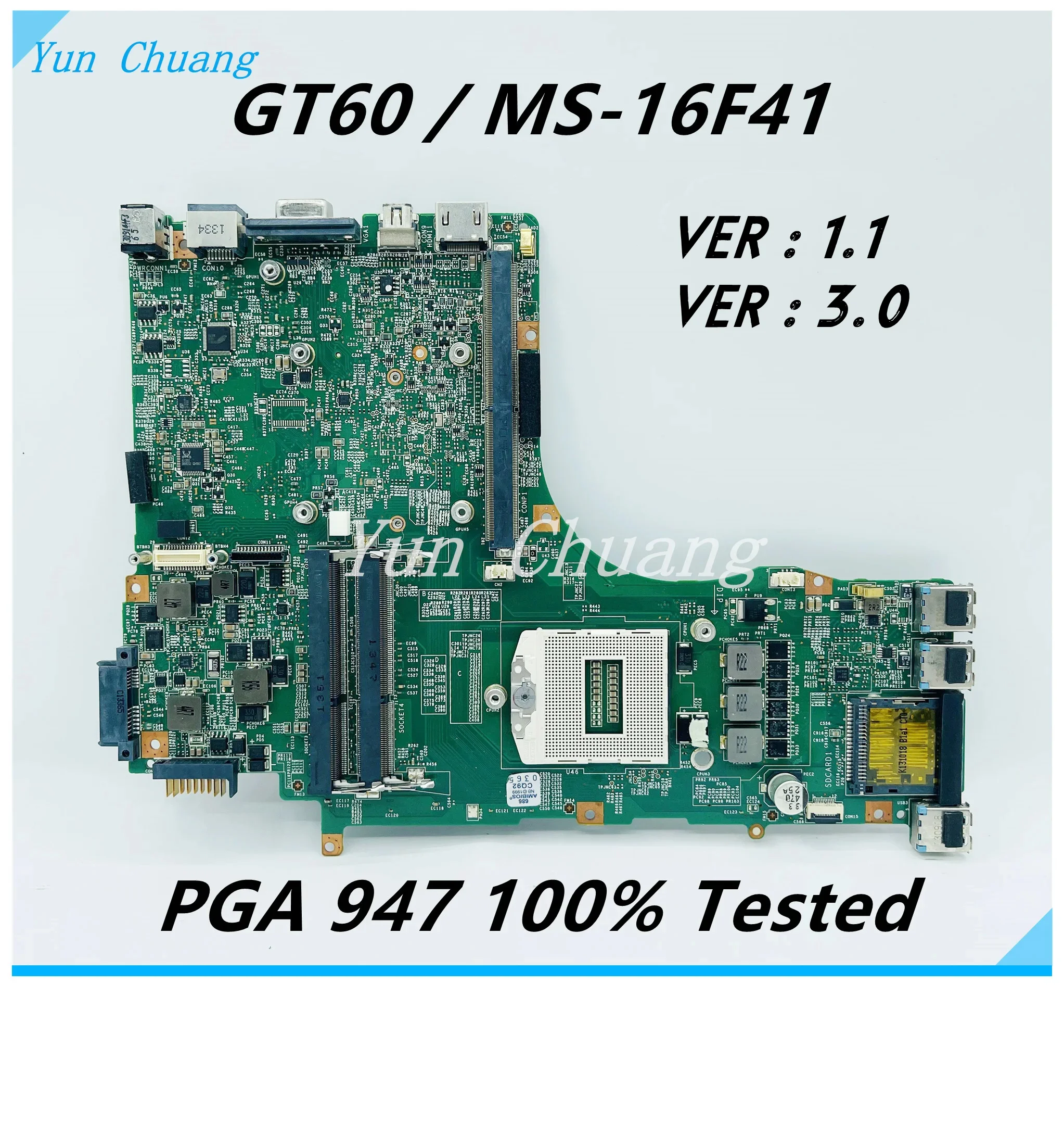 MS-16F41 VER:1.1 3.0 Mainboard FOR MSI GT60 20C MS-16F4 MS-16F41 Laptop Motherboard DDR3 PGA 947 100% Tested Fast Ship