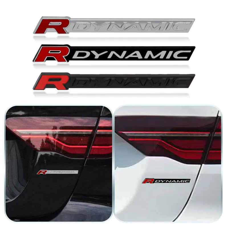 Car Metal R DYNAMIC Logo Side Fender Trunk Badge Emblem Decals Sticker For Land Rover VELAR Sport Discovery Evoque HSE Defender