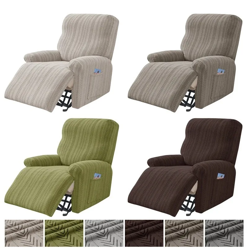 

1 Seat Thicken Jacquard Recliner Slipcover with Side Pocket Removable Relax Armchair Sofa Cover for Living Room funda de sillón