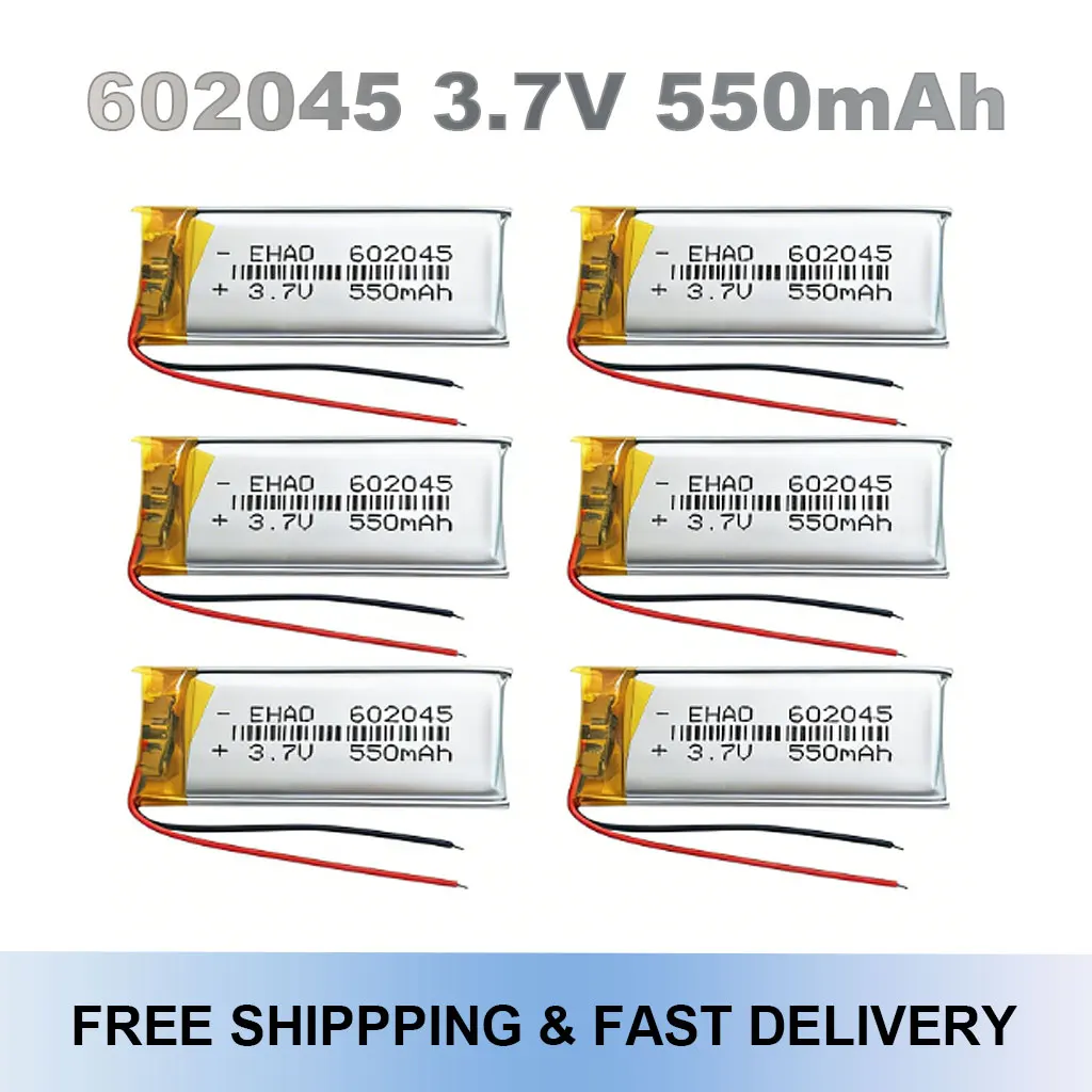 602045 3.7V 550mAh Lipo Battery Rechargeable For MP3 GPS Recorder Camera Bluetooth Headset Smart Watch Bracelet