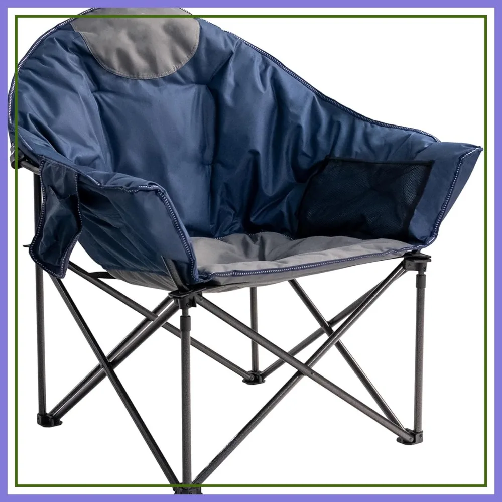 500lbs Heavy Duty Oversized Moon Saucer Folding Chair with Cup Holder & Carry Bag for Outdoor, Lawn, Sports, Patio