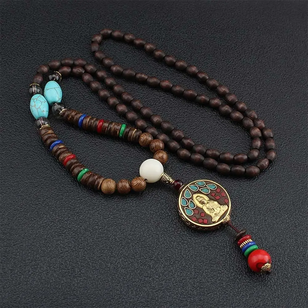 7 Stile neue handgemachte Nepal buddhistische Mala Perle Elefant Anhänger Halskette ethnische Holz perle langen Schmuck Glück Halskette neu