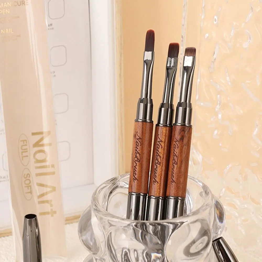 Poteau en bois de santal, brosse professionnelle à double extrémité pour revêtement d'ongles, stylo de peinture pour Nail Art, Application d'ongles en Gel