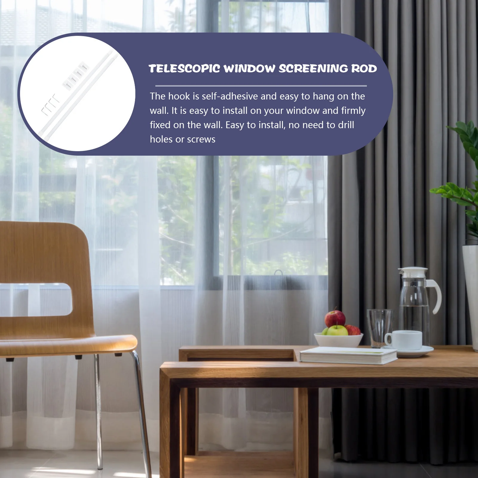 

Anneome 2Pcs Adjustable Spring Tension Rod White Magnetic Extendable Curtain Rod for Cabinet Screen Door Hook Plastic Stick On