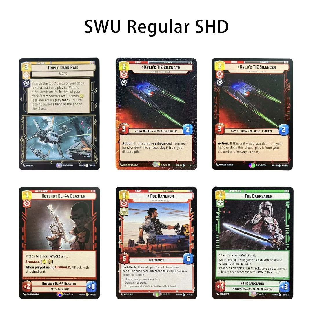 SWU SHD Regular Proxy Cards Shadows of the Republic TCG Playtest Cards Poe Dameron Rey Snoke Mandalorian