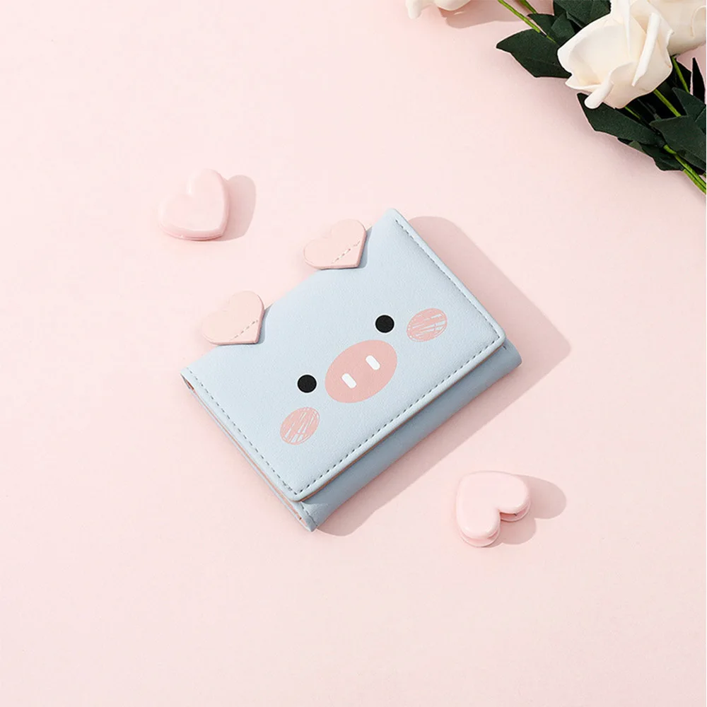 Daily Women Cartoon Clutch Female Trifold Coin Purse Money Bag Pig Short Wallet Card Holders