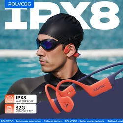 POLVCDG bone conduction earphones IPX8 waterproof 32GB memory Bluetooth 5.4 silicone material 2024 new product X16