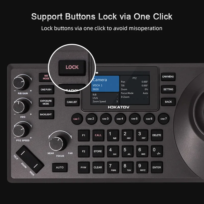 New PTZ-Camera-Controller PoE NDI PTZ Controller Keyboard With 4D Joystick for Live Streaming, PTZ Network Keyboard PELCO LCD Sc