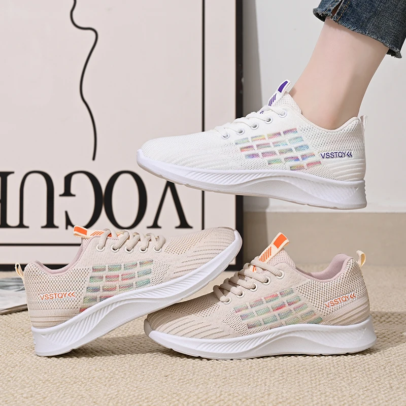 Damskie jesienne sneakersy z s – Knit Fabric Lace Up Sneakers recenzja i cena
