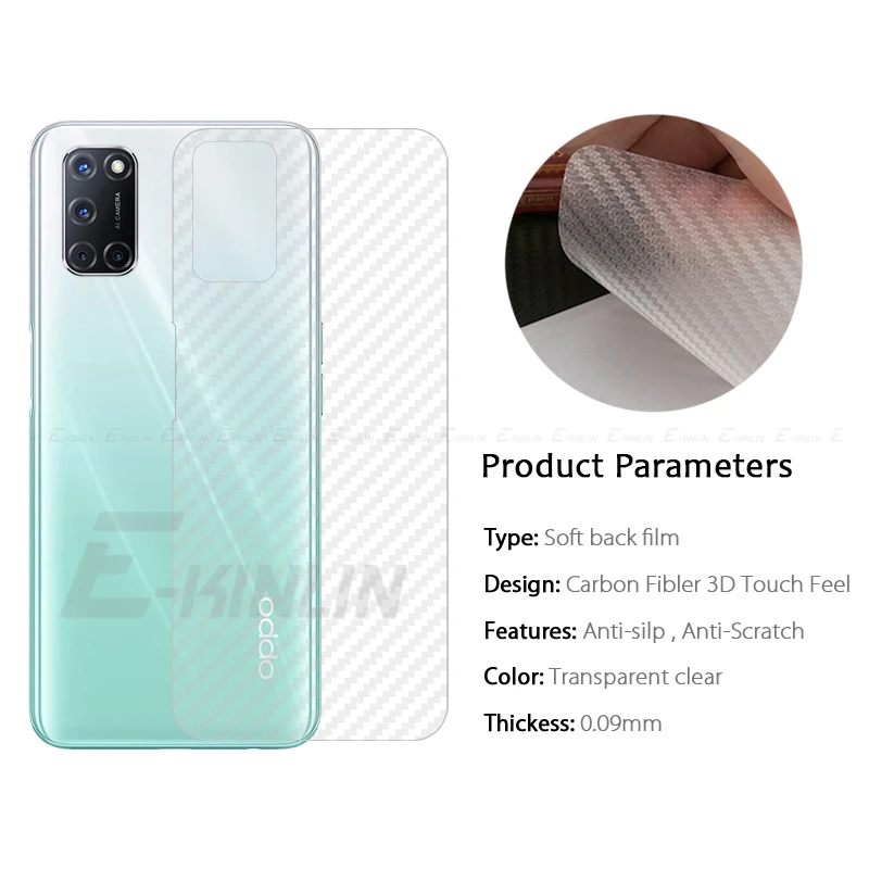 5pcs Carbon Fiber Back Cover Screen Protector For OPPO A58 A57 A57s A55 A54 A54s A53 A53s A52 Sticker Film Not Tempered Glass