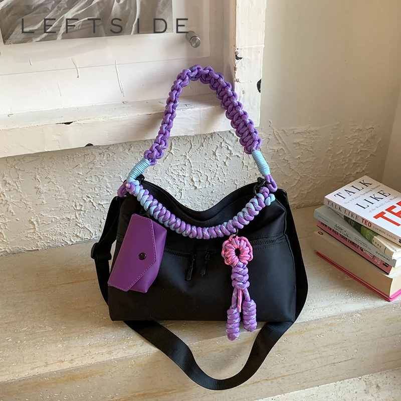 

Women's Black Colorful Braided Strap Knot Decor Underarm Shoulder Bag Unique Casual Aesthetic Daily Shopping Travel Handbag 2026