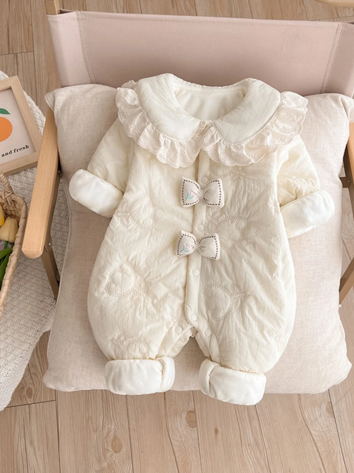 

Детский комбинезон для девочек с флисовой подкладкой, хлопковый, тонкий, осенне-зимний, очень милый, с узлом, в стиле принцессы