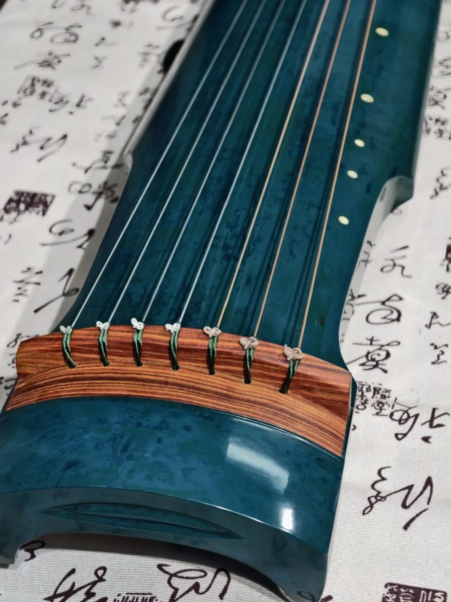 Zhongni Style Guqin Chinese 7-string Zither Blue Paint Finish Old Chinese String Instrument for Performance Practice