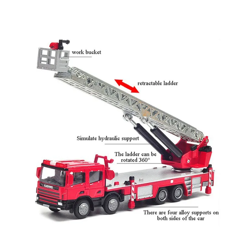 1:50 Simulation Alloy Diecast Fire Truck Toy City Rescue Vehicle Water Tanker Ladder Car Model Collection Child Boy Gift