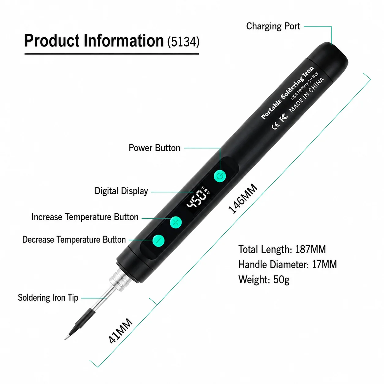 Portable USB Rechargeable Wire - Electronics Repair Kit With Soldering Iron recension och pris