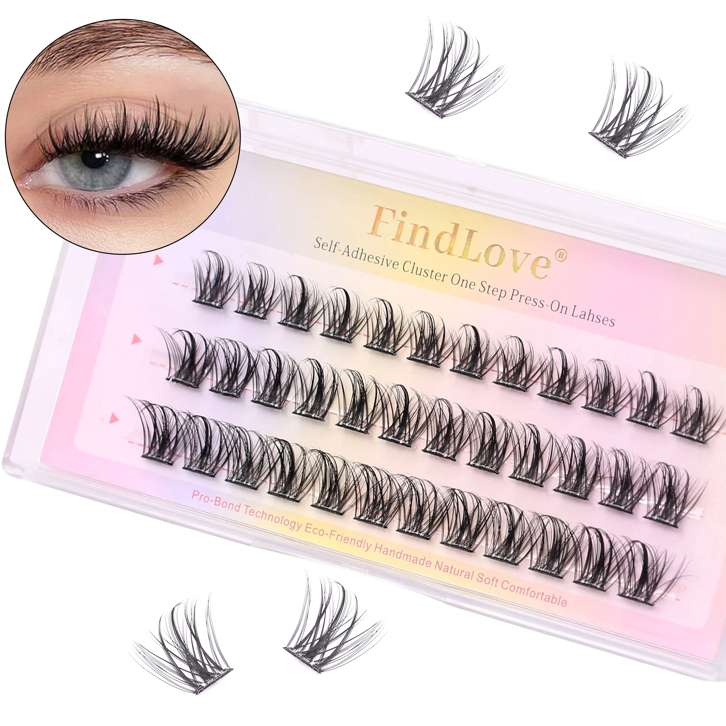 Popularne, ręcznie robione rzęsy na klej, technologia Pre-Bond, długotrwałe, gęste, styl 3D, wodoodporne, bez potrzeby użycia kleju.