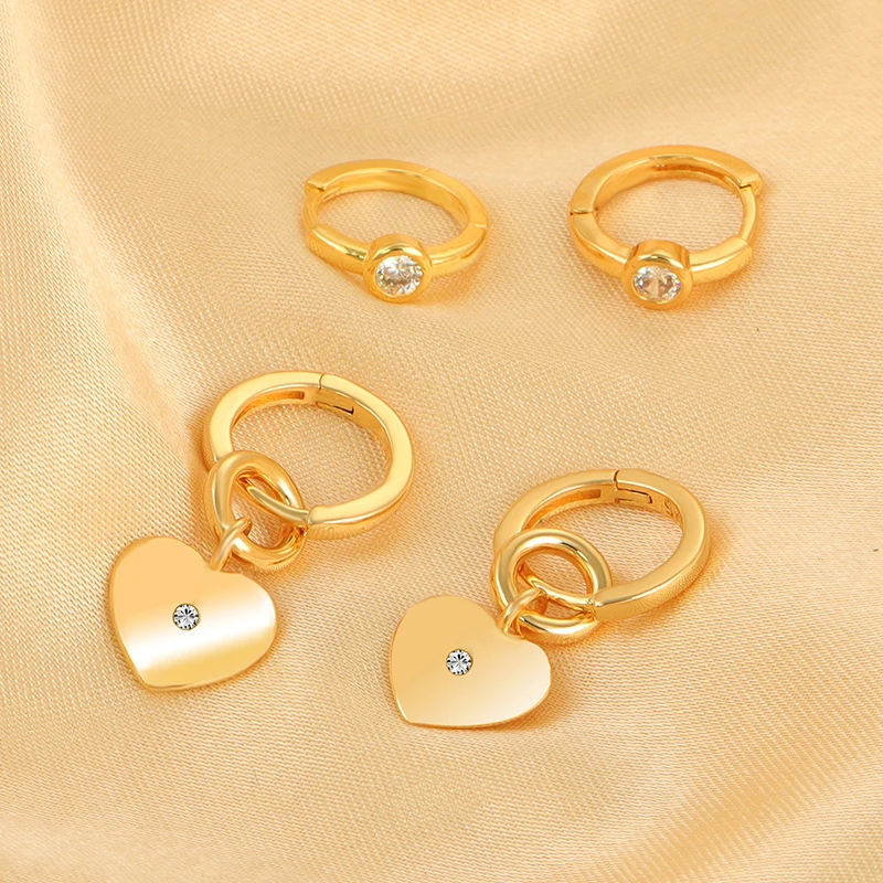 

CRMYA Gold-color Hoop Dangle Earrings For Women Vintage Piercing CZ Zircon Heart Dangle Earring 2023 Women Jewelry Wholesale
