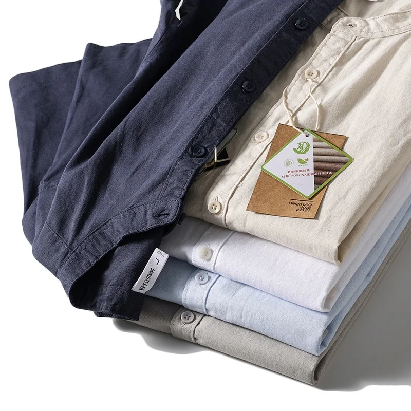 

Мужская повседневная рубашка в стиле ретро с коротким рукавом, из тонкого хлопка и льна, готовая к носке