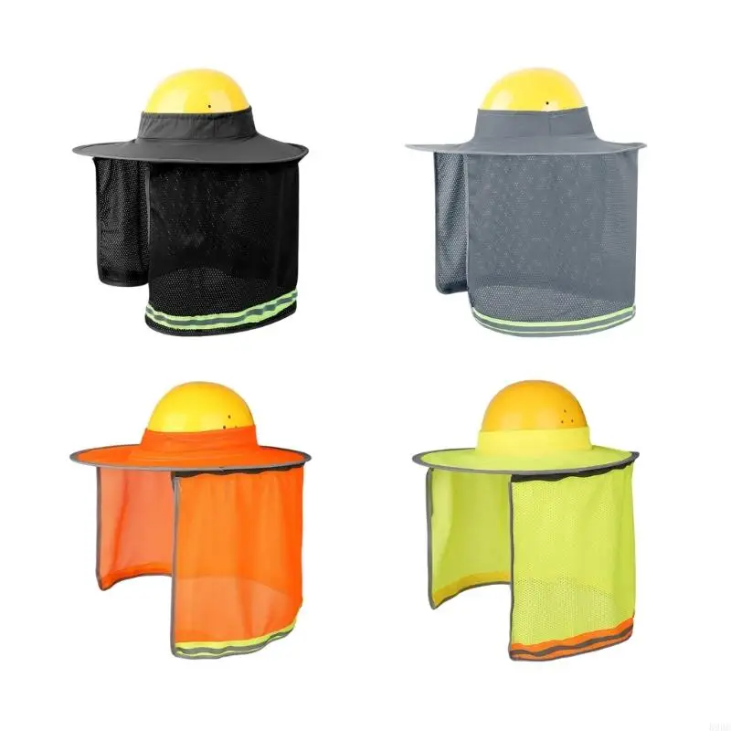 2pcs-summer-sun-protections-helmet-visors-with-reflective-strips-safety-cap-cover-make-of-polyester-for-outdoor-work-896c