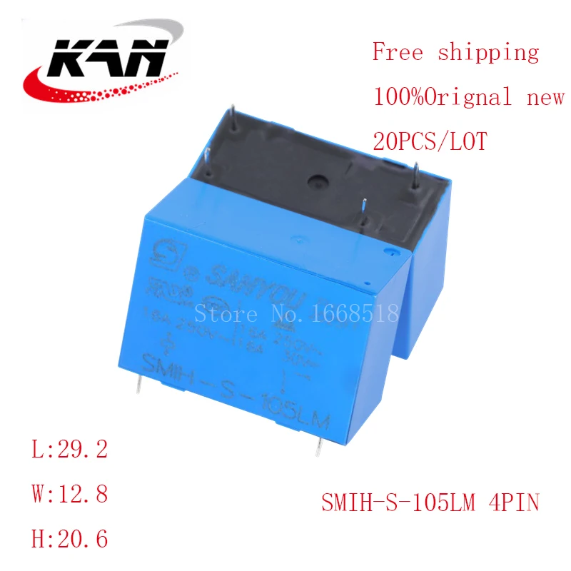 

Free shipping 20pcs Power relay SMIH-S-105LM SMIH S 105LM 5VDC 16A 250VAC 4PIN Original New