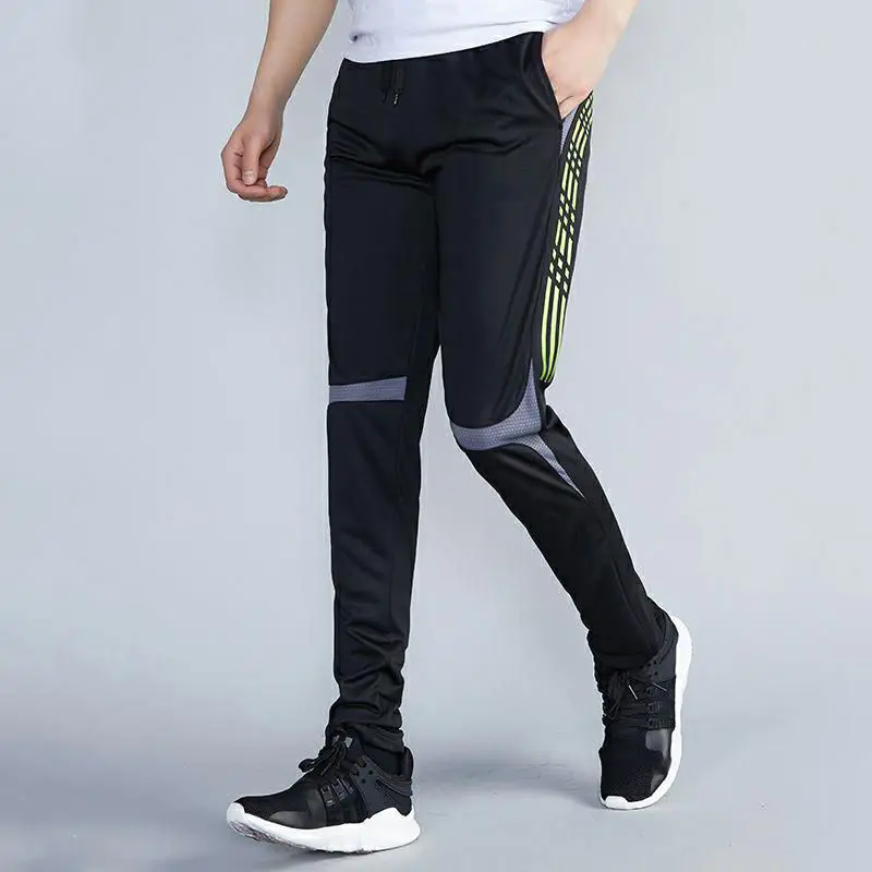 Men Sports Pants Loose Strap Quick Dry Print Elastic Waist Pocket Zipper Fitness Running Basketball Football Training Trousers