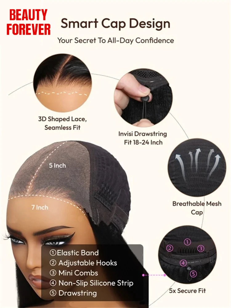Beautyforever موجة عميقة وجيري مجعد غلويليس باروكة من شعر طبيعي 7x5 Bye Bye عقدة قبل قطع الدانتيل الجبهة خصلات الشعر المستعار الإنسان