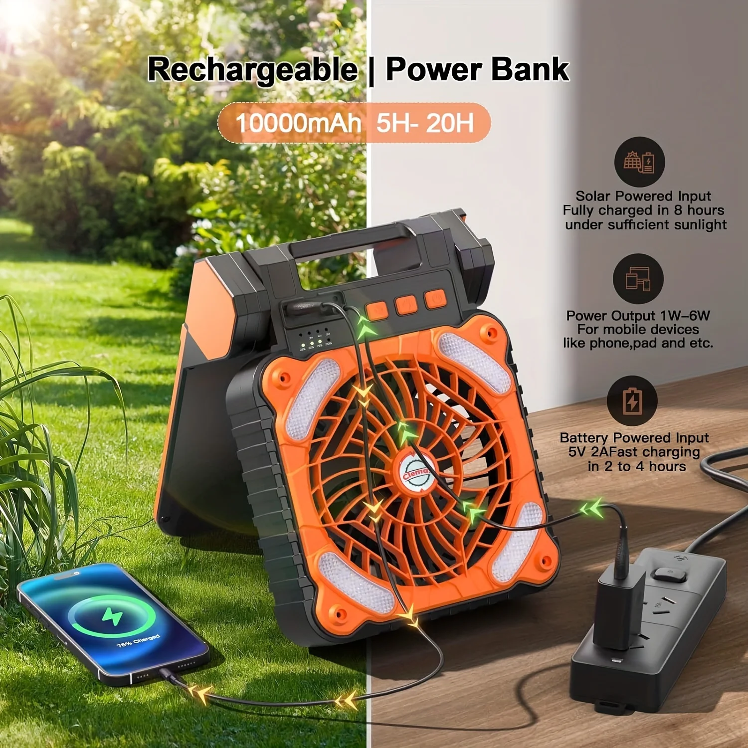 Solar Fan Camping Fan With Solar Panel Portable Personal Fan LED Lantern For Outside Stepless Speed And Quiet Battery Operated