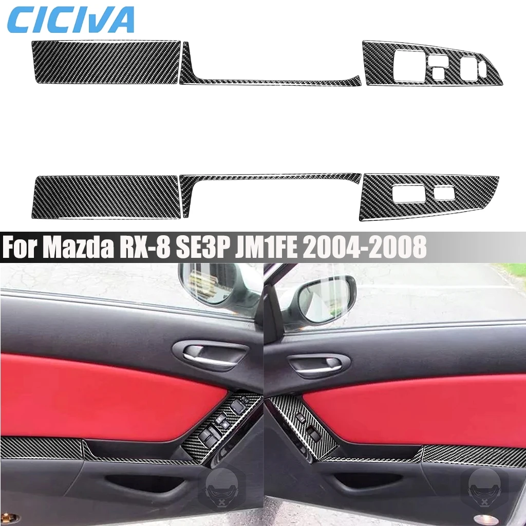 

Carbon Fiber Car Accessories Window Lifting Door Lock Interior Cover Modified Trim Sticker For Mazda RX-8 SE3P JM1FE 2004-2008