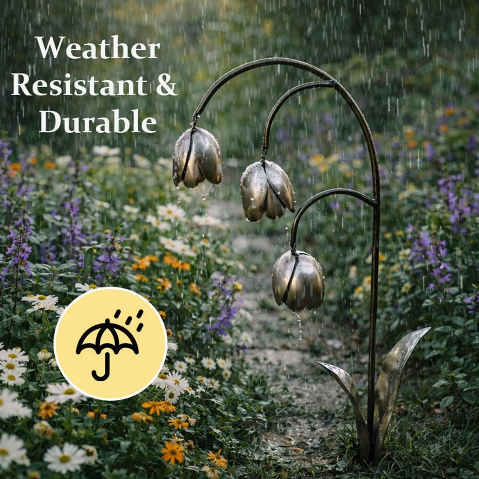 

Металлические садовые статуэтки, устойчивые к непогоде, декоративные скульптуры в виде ландышей для газона, крыльца, патио, дорожек, террасы, подарок для мамы