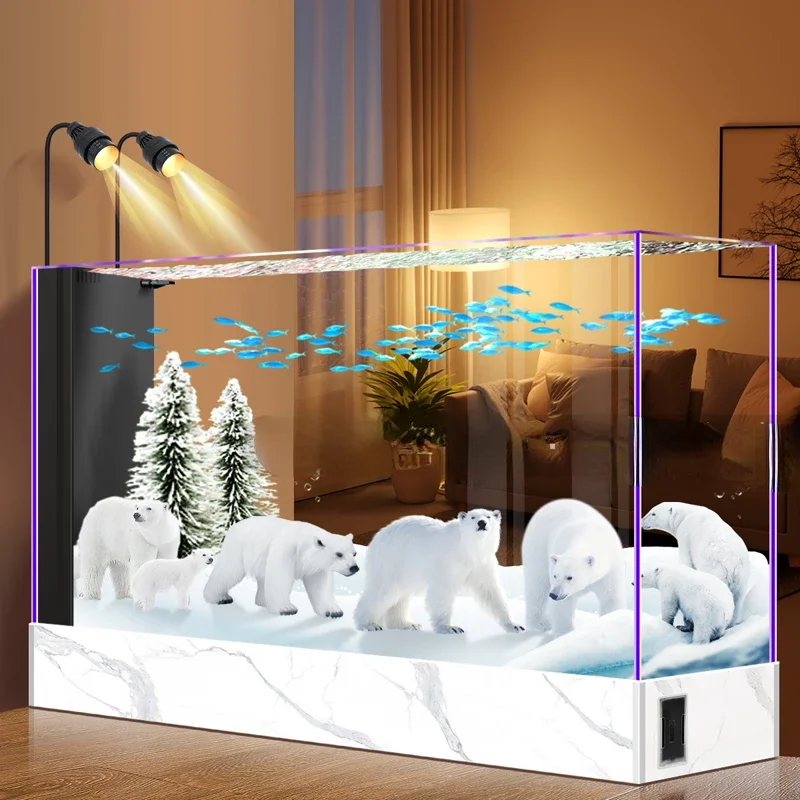 2023 New Living Room Floor Screen Partition Aquarium Household Ecological Change Water Glass Fish Globe