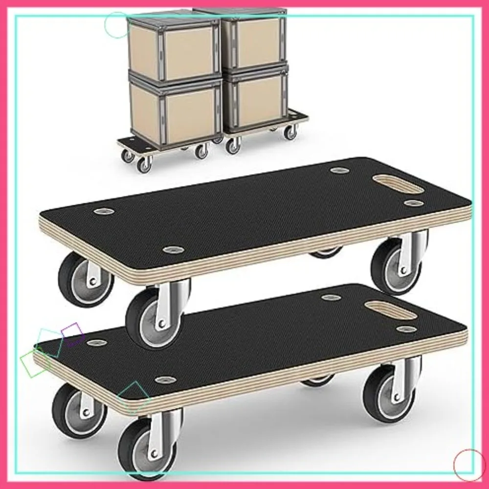 

Heavy Duty 4-Wheel Wood Dolly, 550 Lbs Capacity Furniture Mover, Christmas Edition Trolley (2 Packs)