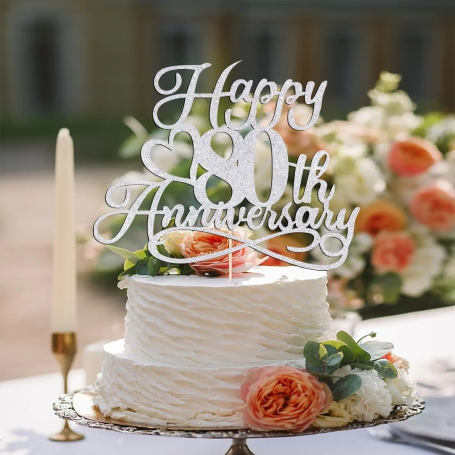 قطعة واحدة من كعكة عيد الميلاد الثمانين الفضية للاحتفال بالتقاعد، والهالوين، وعيد الشكر، والكريسماس، وزينة حفلات رأس السنة الجديدة