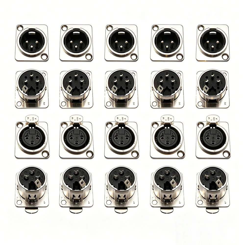 

10 Pairs XLR Male Female 3 Pin Panel Mount Plugs Jacks Connector XLR Metal Socket Audio Microphone Connectors Adapter