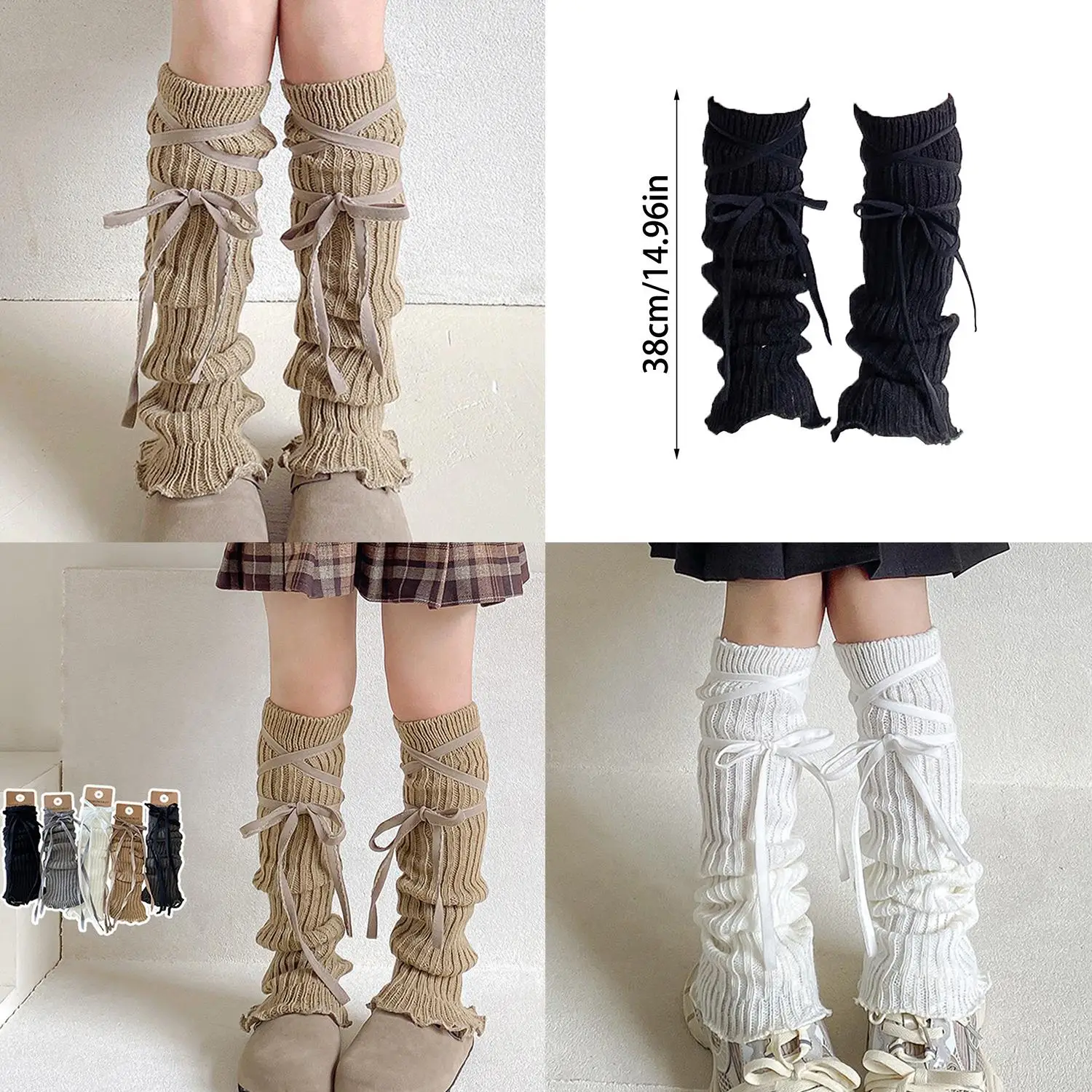 

1 Pair Sweet Kids Lace Leg Warmers JK Knitted Foot Cover Children Girls Lolita Style Solid Autumn Winter Elastic Tube Socks