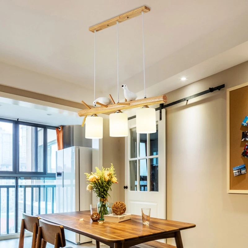 

Wooden Bird Climbing Frame Creative Pendant Lights Modern Style LED Ceiling Light Living Room Dining Room Home Decoration Lamp